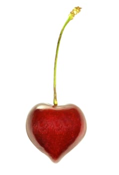 heart shaped cherry isolated on white background