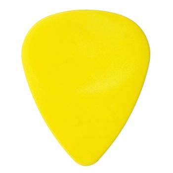 yellow plastic guitar plectrum, isolated on white