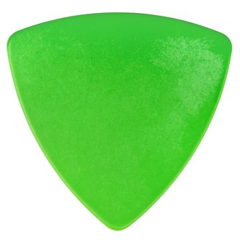 green bass guitar plectrum, isolated on white