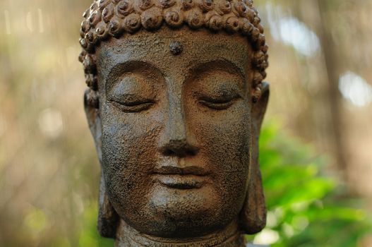 Buddha head representing calm and Buddhism culture