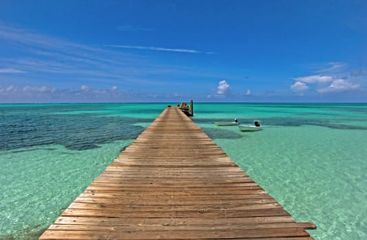 Pier in Bahamas in remote tropical location