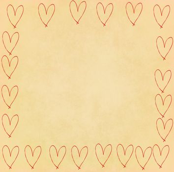 Handwriting heart shape on old paper