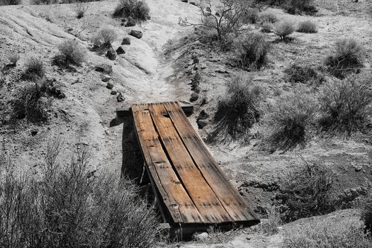 Wood Bridge Over Desert Gully