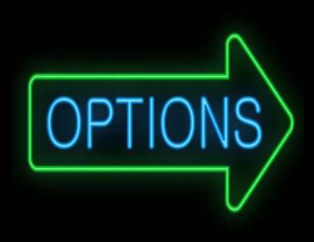 Illustration depicting a neon signage with an options concept.