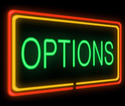 Illustration depicting a neon signage with an options concept.
