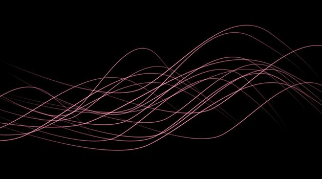 Abstract illustration with glowing pink lines on a black background