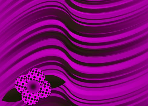 A purple retro flower with wavy lines 