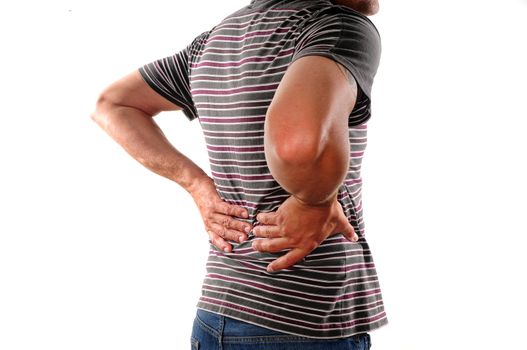 Man holding back who is suffering from lower back pain