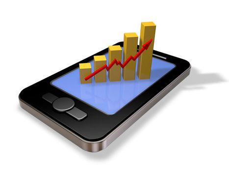 smartphone with business graph - 3d illustration
