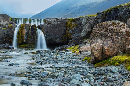 Waterfall in Iceland, landscape with beautiful nature.