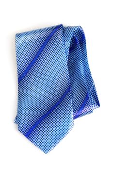 elegant blue tie isolated on white background