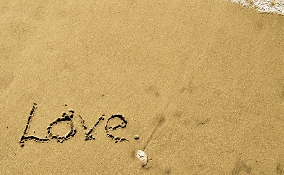 Love written in the sand with wave 20