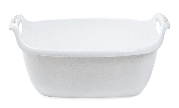 gray plastic washing basin isolated on white