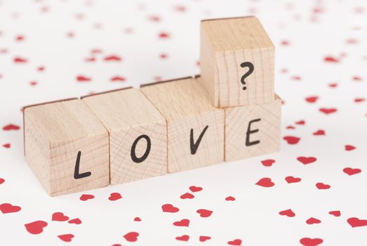 The word love made out of wooden blocks.