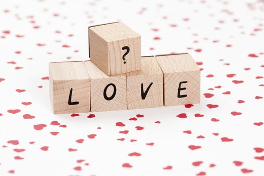 The word love made out of wooden blocks.