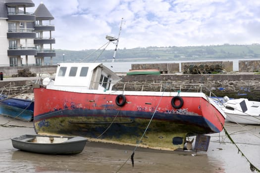 various fishing boats in the shelter of Youghal harbour county Cork Ireland