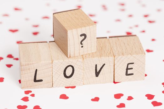 The word love made out of wooden blocks.