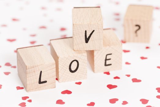 The word love made out of wooden blocks.