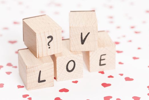 The word love made out of wooden blocks.