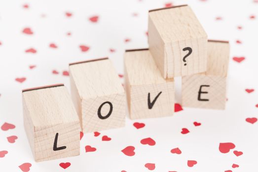 The word love made out of wooden blocks.