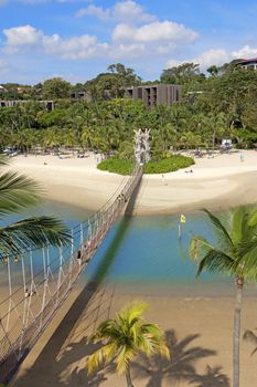 Sunny day on a beautiful beach on Sentosa Island