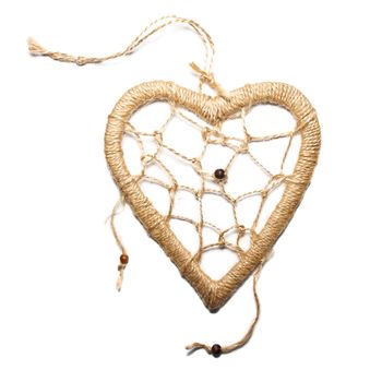 Rope heart on the white background.