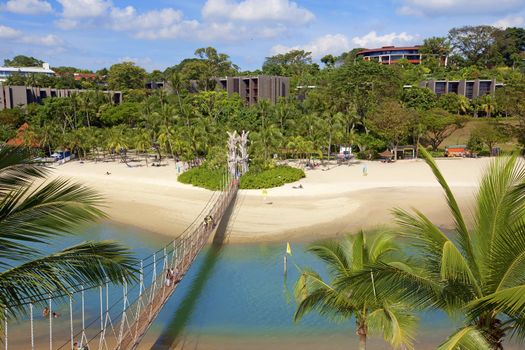 Sunny day on a beautiful beach on Sentosa Island