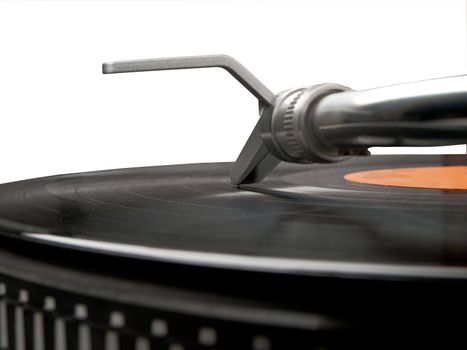 vinyl record and turntable  isolated on white background