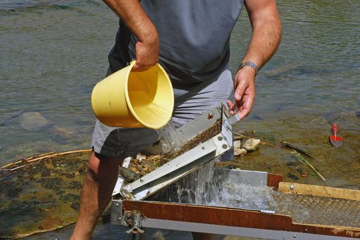 French gold washers in the area of the Cevennes and the department of Gard                                
