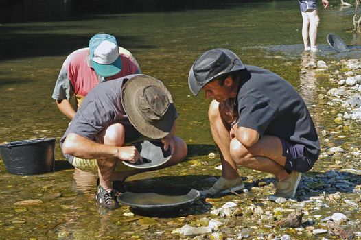 French gold washers in the area of the Cevennes and the department of Gard                                