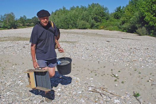 French gold washers in the area of the Cevennes and the department of Gard                                