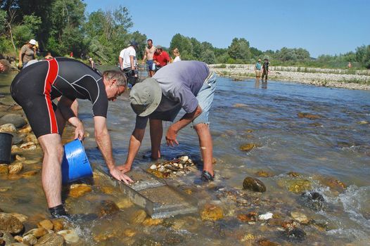 French gold washers in the area of the Cevennes and the department of Gard                                