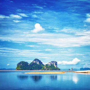 seashore with tall rocks, Andaman Sea, Thailand