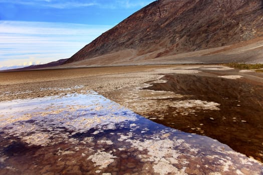 Salt Badwater Basin Black Mountains Death Valley National Park California Lowest spot in the Western Hemisphere 282 Feet below Sea Level