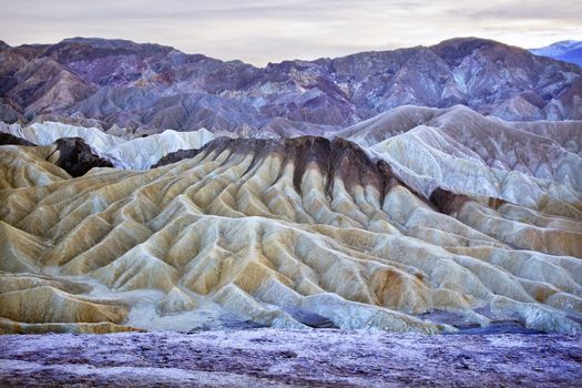 Zabriski Point Mudstones form Badlands  Death Valley National Park California