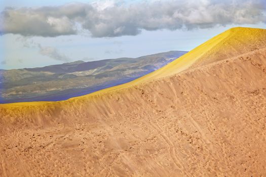 Large Sand Dune Mesquite Flat Dunes Grapevine Mountains Death Valley National Park California Ridge Line