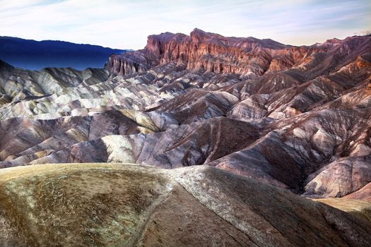 Zabriski Point Mudstones form Badlands  Death Valley National Park California