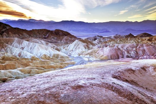 Zabriski Point Mudstones form Badlands  Death Valley National Park California