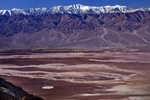 Salt Badwater Basin Panamint Mountains from Dante's View Death Valley National Park California Lowest spot in the Western Hemisphere 282 Feet below Sea Level from Highest Point in Death Valley