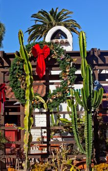 Christmas Wreath Decorations Saguaro Cactus Garden Old San Diego Town California