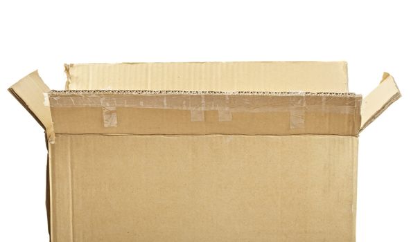 open empty cardboard box isolated on white