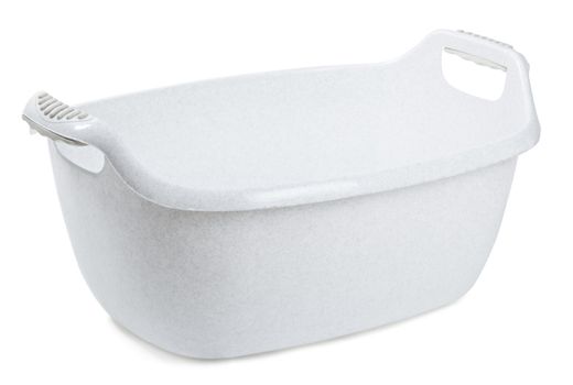 gray plastic washing basin isolated on white