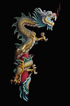 Chinese style dragon statue with Clipping Part 