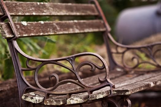 Woden chair in the park outdoors