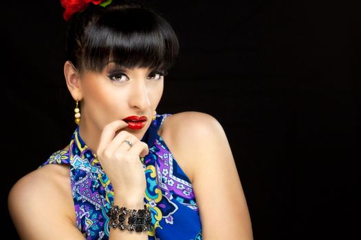 close up portrait of a pretty girl with accessories