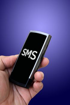 Mobile phone in the hand with messages