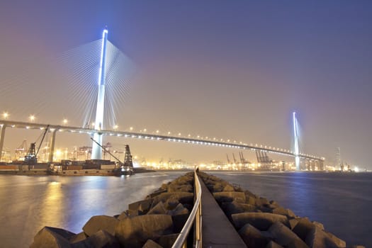 Bridge in Hong Kong at cargo terminal