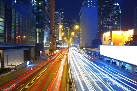 Traffic in modern city at night