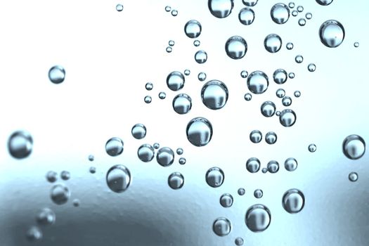 Close up of water drops on blue background