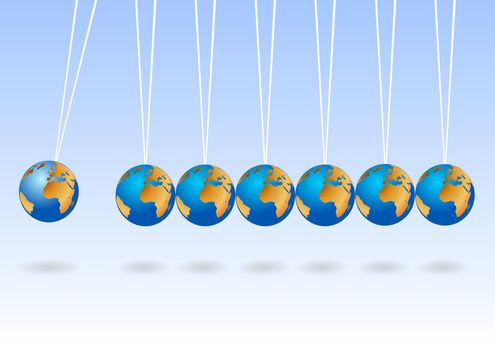 Balancing earth spheres, abstract vector background